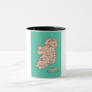 Taza Mapa de viaje ilustrado de Irlanda