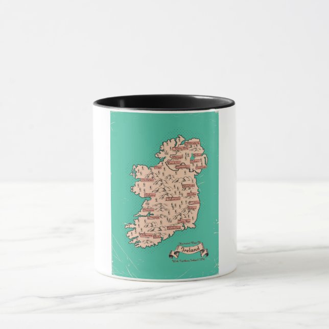 Taza Mapa de viaje ilustrado de Irlanda (Centro)