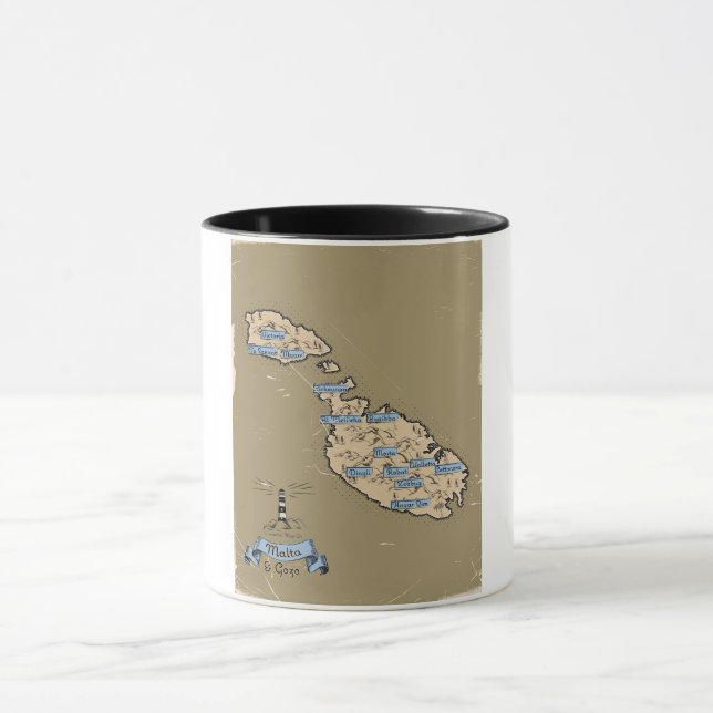 Taza Mapa de viaje ilustrado Malta (Centro)