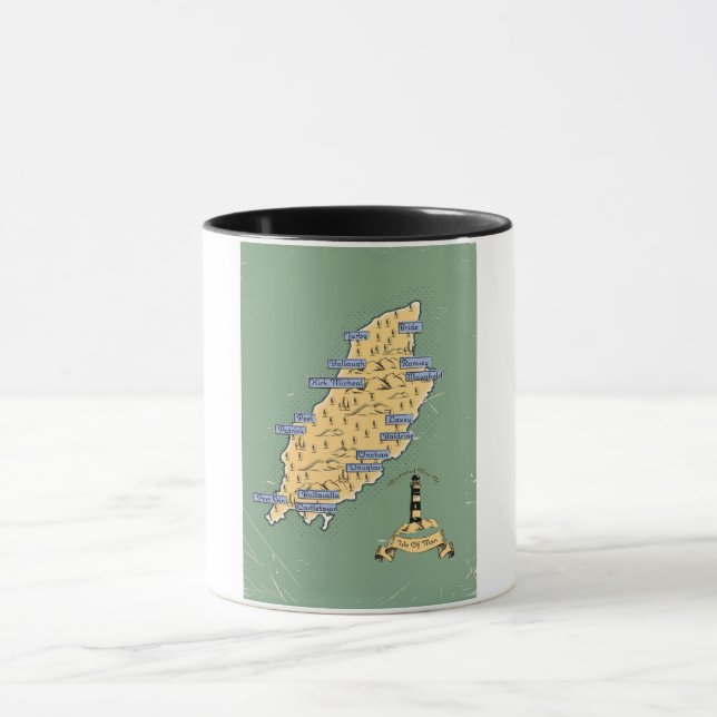Taza Mapa de viajes ilustrado Isla de Man (Centro)
