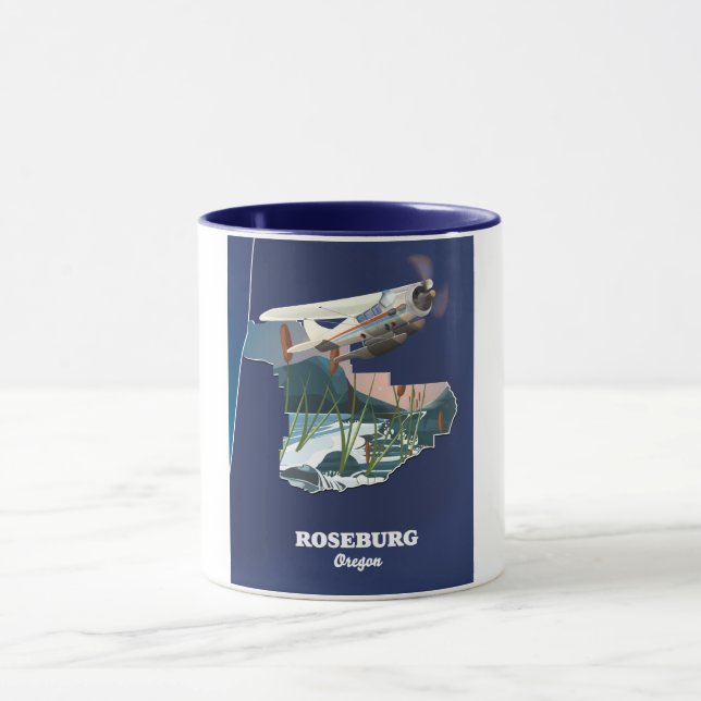 Taza Mapa de viajes retro de la región de Roseburg (Centro)