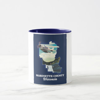 Taza Mapa de Wisconsin del condado de Marinette
