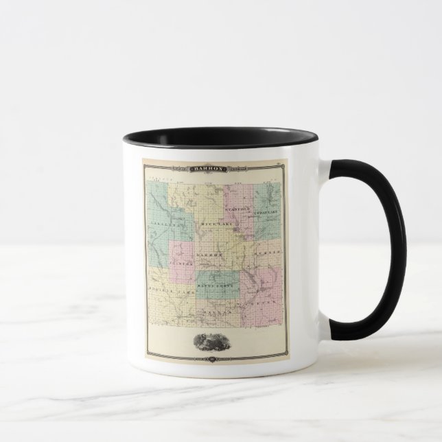 Taza Mapa del condado de Barron, estado de Wisconsin (Derecha)