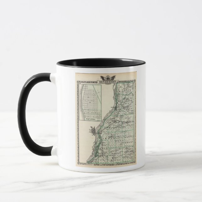 Taza Mapa del condado de Henderson y Oquawka (Izquierda)