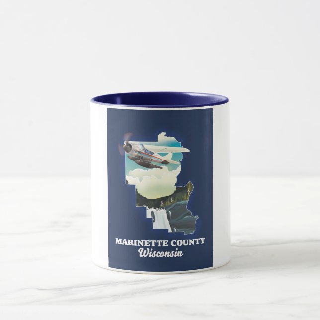 Taza Mapa del condado de Marinette Wisconsin (Centro)