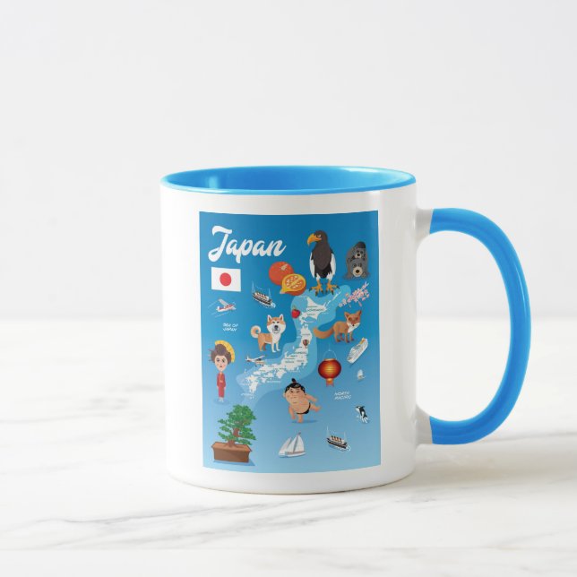 Taza Mapa del dibujo animado de los niños de Japón (Derecha)