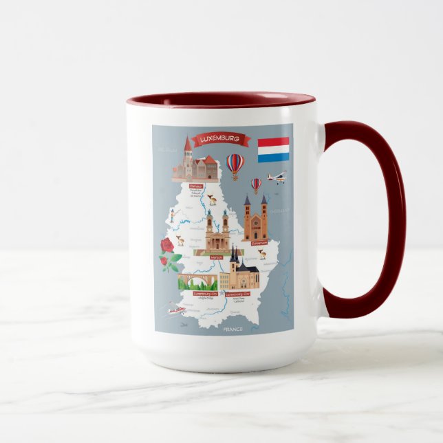 Taza Mapa del dibujo animado de Luxemburgo (Derecha)