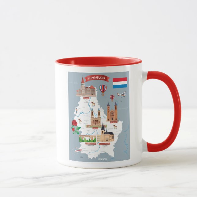 Taza Mapa del dibujo animado de Luxemburgo (Derecha)