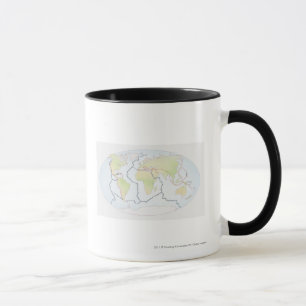 Taza Mapa del mundo que muestra márgenes de la placa