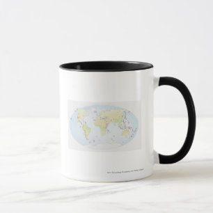 Taza Mapa del mundo que muestra sitios de la actividad