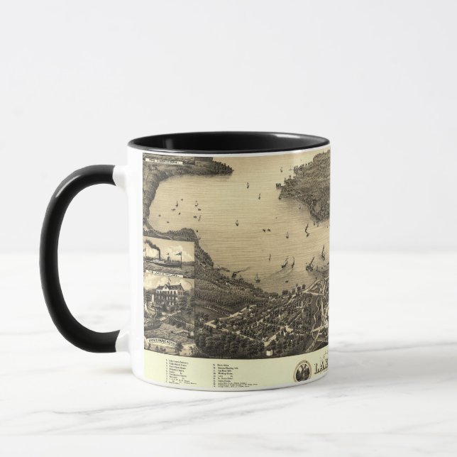 Taza Mapa del vintage del lago Lemán (Izquierda)