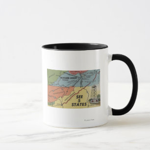 Taza Mapa detallado de 5 estados - puesto de