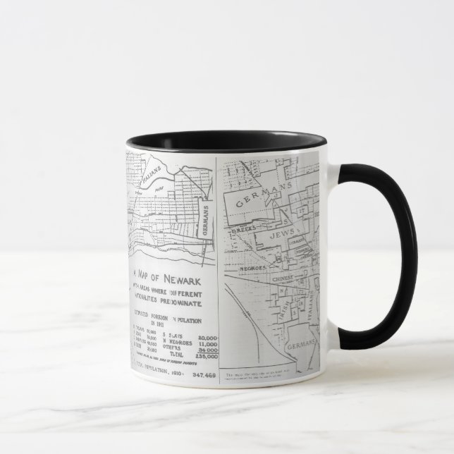 Taza Mapa étnico de la vecindad de Newark New Jersey (Derecha)