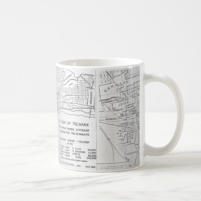 Taza Mapa étnico de la vecindad de Newark New Jersey (Derecha)