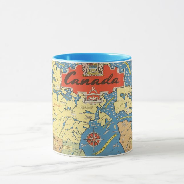 Taza Mapa gráfico de Canadá - Puntos emblemáticos (Centro)