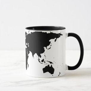 Taza mapa gráfico negro mundial