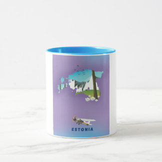 Taza mapa ilustrado de Estonia cartel turístico