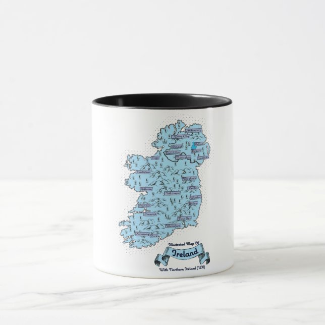 Taza Mapa ilustrado de viaje de Irlanda (Centro)