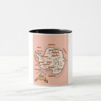 Taza Mapa ilustrado de viajes Antártida