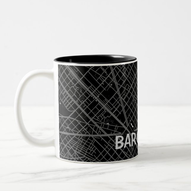 Taza mapa minimalista de Barcelona - Negro-blanco (Izquierda)