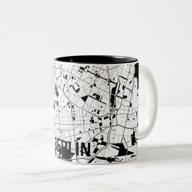 Taza mapa minimalista de Berlín - Blanco-negro (Anverso derecho)