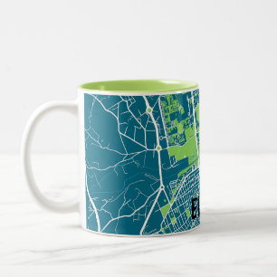 Taza mapa minimalista de Elche - Azul-verde