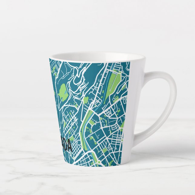 Taza mapa minimalista de Granada - Azul-verde (Derecha)
