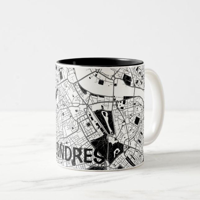 Taza mapa minimalista de Londres  - Blanco-negro (Anverso derecho)