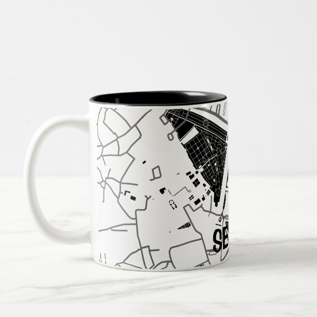 Taza mapa minimalista de Sevilla - Blanco-negro (Izquierda)