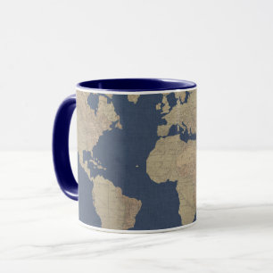 Taza Mapa mundial del oro y el azul