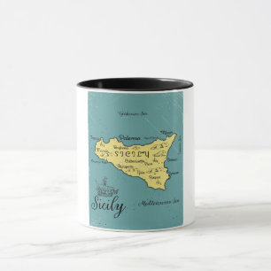 Taza Mapa náutico vintage de Sicilia