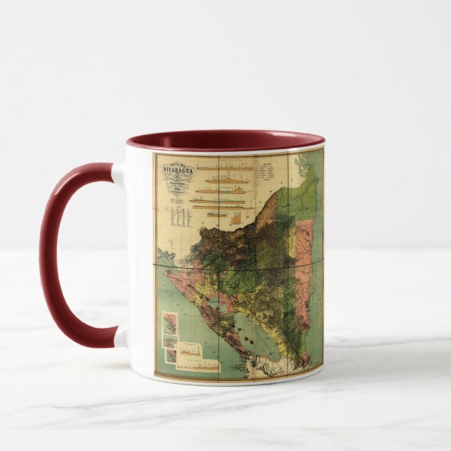 Taza Mapa oficial 1898 de Nicaragua (Izquierda)