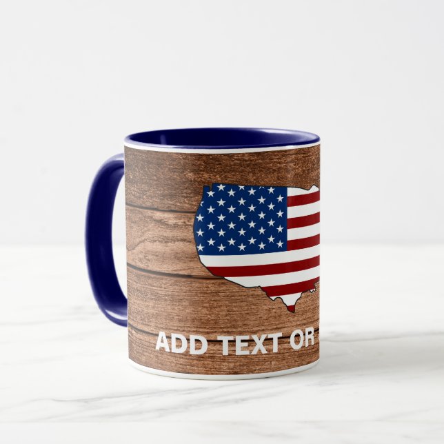 Taza Mapa personalizado de América Arte de Madera (Anverso izquierdo)
