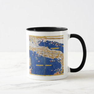 Taza Mapa Ptolemaic de Italia, 1482 (litho coloreado)