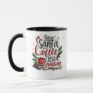 Taza Mapache con sombrero de Santa y Navidad