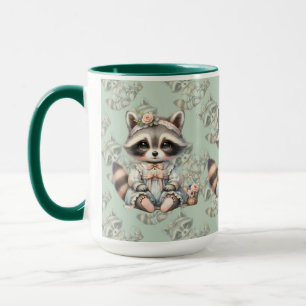 Taza Mapache Cottagecore Vestido Vintage Pastel