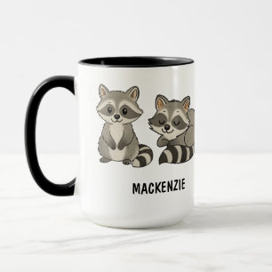 Taza Mapache Dibujado a Mano Personalizado Lindo
