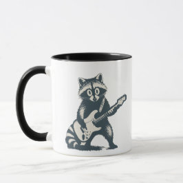 Taza Mapache Divertido Tocando Guitarra Eléctrica