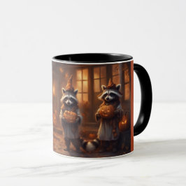 Taza Mapaches de cuento en disfraces de Halloween