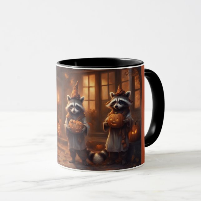 Taza Mapaches de cuento en disfraces de Halloween (Anverso derecho)