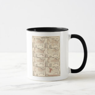Taza mapas litografiados de estadísticas denominaciona