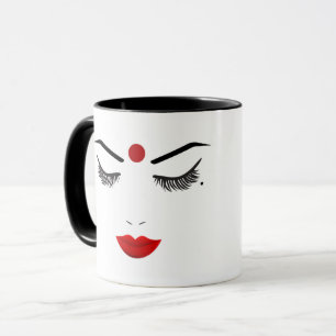 Taza Maquillaje Hindu Dot Beauty Pestañas y Labios Rojo