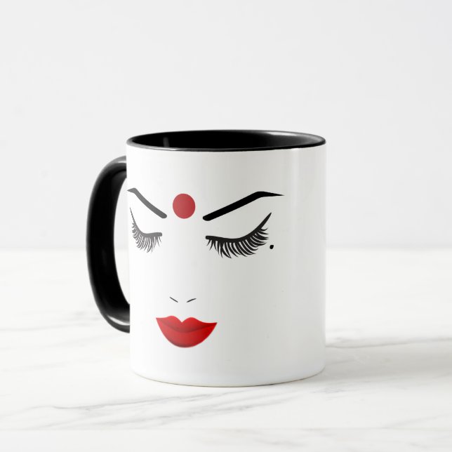 Taza Maquillaje Hindu Dot Beauty Pestañas y Labios Rojo (Anverso izquierdo)