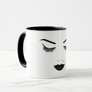 Taza Maquillaje Labios Negros Cejas Cara Glamour Bellez