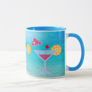 Taza Mar abstracto de cóctel rosa y azul tropical