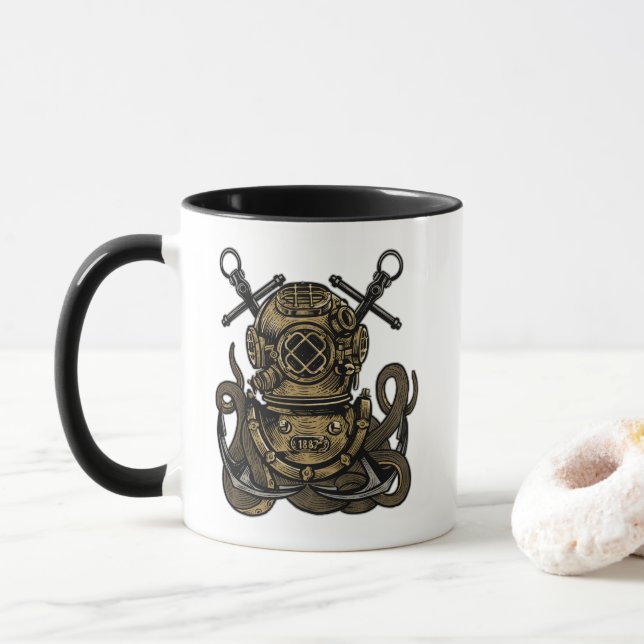 Taza Mar profundo, Campana de buzo del océano, Pulpo, A (Con donut)