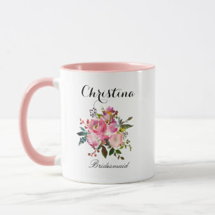 Taza Maravilla de color de agua rosa Floral