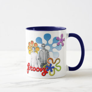 Taza maravillosa del arte pop con la flor de Acent