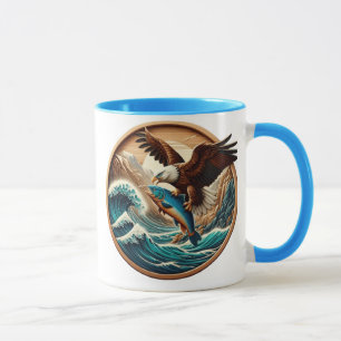 Taza Maravilloso águila desangrándose para atrapar pece
