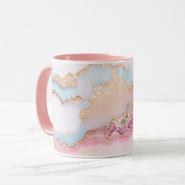 Taza Marble Agate popular colección de oro rosa azul (Anverso izquierdo)